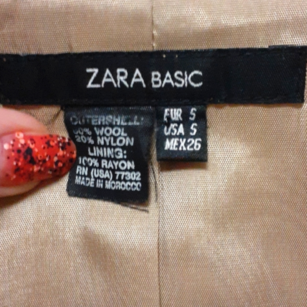 Zara Basic Wool Double Breasted Peacoat Size S - image 2